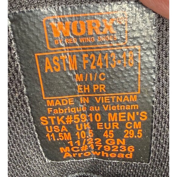 NWT WORX by Red Wings Axil 8-inch Waterproof CSA Safety Toe Work Boot Mens 11.5M - Picture 7 of 10